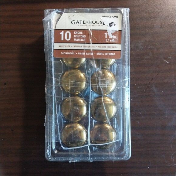 Gatehouse Polished Brass Mushroom Cabinet Pull Knobs 1.25" Round Lot Qty 10 - Picture 1 of 3